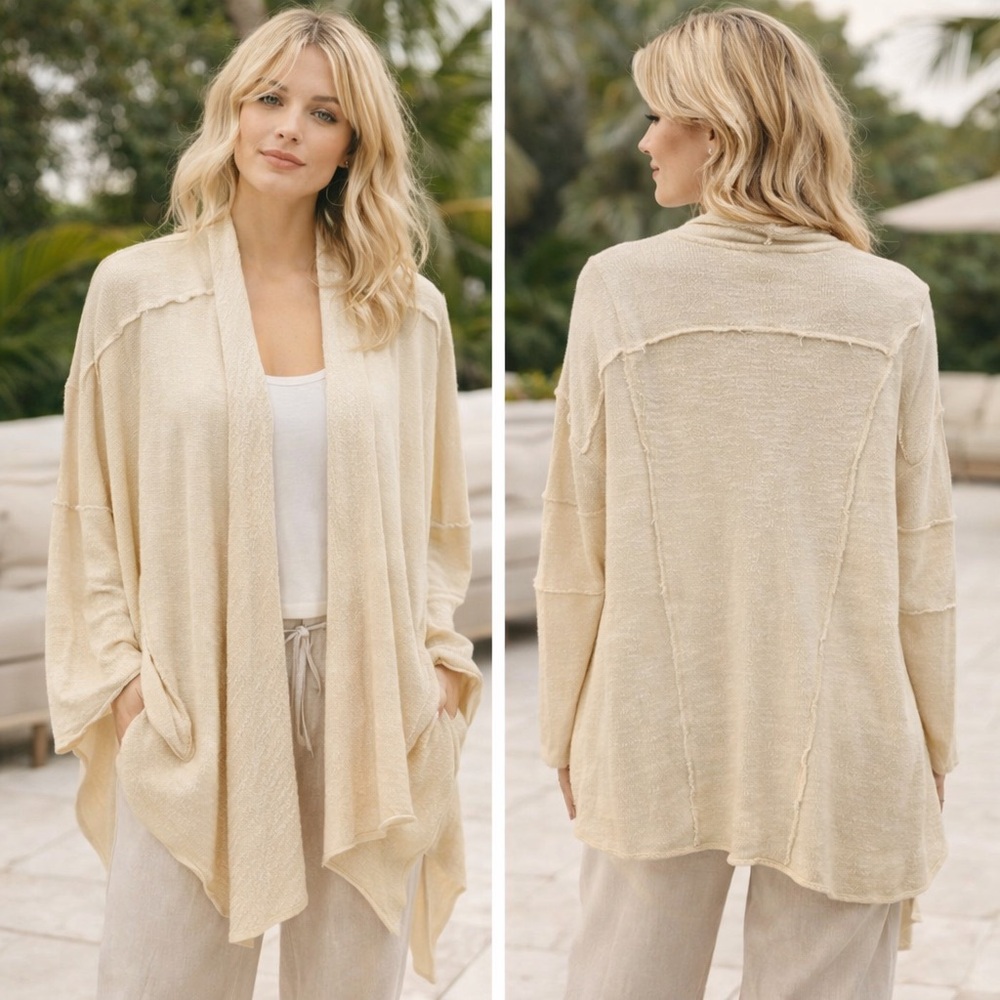 Free People Oversized Textured Knit Sweater Relaxed Fit Boho Pullover Size Small